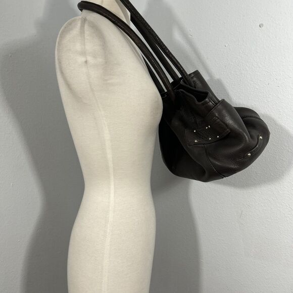 Cole Haan Purse Womens Pebbled Leather Shoulder Bag Bucket Studded Tote Handbag - Picture 3 of 16